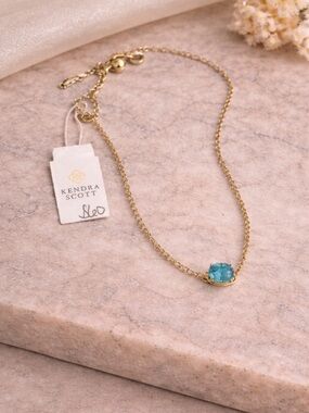 Kendra Scott Gold Necklace with Turquoise-Blue Stone